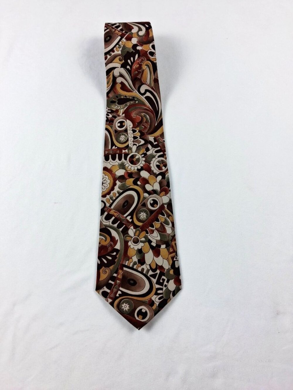 Vintage Adams Row Mens Paisley Abstract Floral Tie Multicolor 57" L - Picture 2 of 10